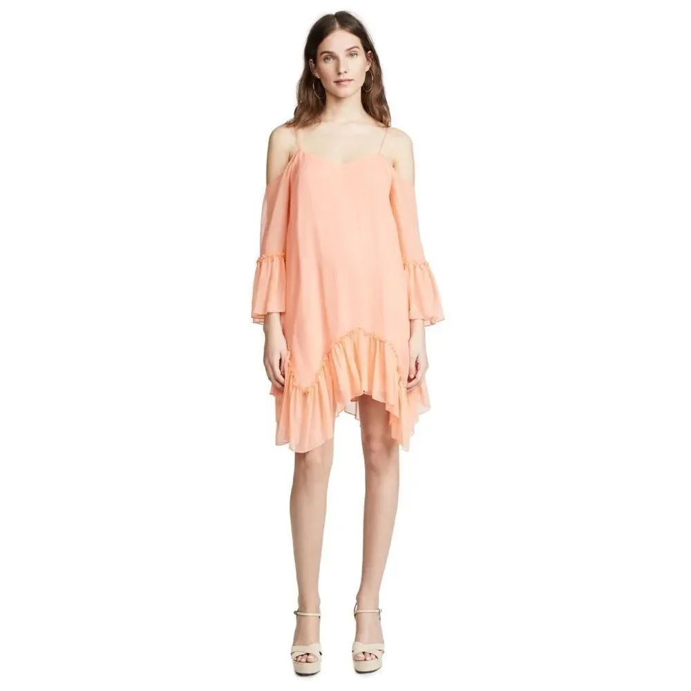 Alice + Olivia Ilaria 100% silk Dress in Peach